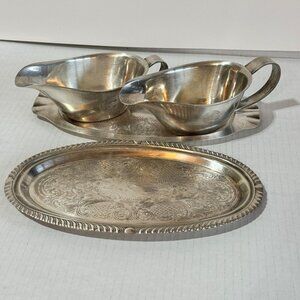 Antique Silverware Plates & Gravy Boat Marlboro Plate by Morton-Parker